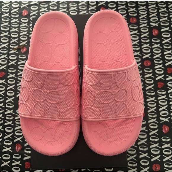- Coach Obi Rubber 
Flower Pink  Slides Sandals Flip Flop New in Box size 7 - Picture 4 of 10